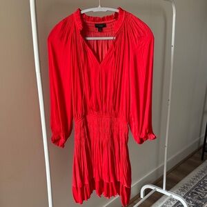 Anthropologie Hot Pink/Red Long Sleeve Mini Dress